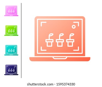 Coral Smart farming technology - farm automation system icon isolated on white background. Set color icons. Vector Illustration