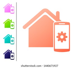Coral Smart home - remote control system icon isolated on white background. Set color icons. Vector Illustration