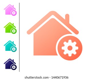 Coral Smart home settings icon isolated on white background. Remote control. Set color icons. Vector Illustration