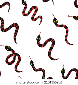 Coral snake doodle seamless pattern. Digital Illustration Background