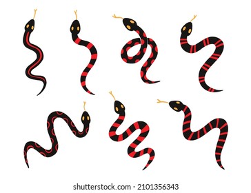 Coral snake doodle vector set. Graphic Clipart Design Collection