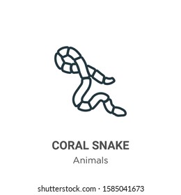 Coral snake outline vector icon. Thin line black coral snake icon, flat vector simple element illustration from editable animals concept isolated on white background