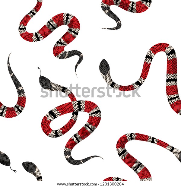 サンゴヘビのシームレスな模様 織物 プリント 壁紙のための蛇の皮のファッション背景 動物の爬虫類の装飾テクスチャー ベクターイラスト のベクター画像素材 ロイヤリティフリー