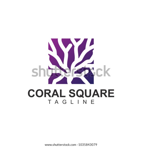 Coral square logo vector\
design