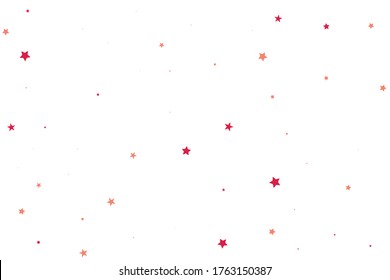 Coral Stars Isolated. Rusty Confetti Modern. Ruby Falling Invitation. Celebration Background. Scarlet Glitter Space. Sparkling Poster. Texture Design. Universe Holiday.