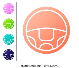 Coral Steering wheel icon isolated on white background. Car wheel icon. Set color icons. Vector Illustration