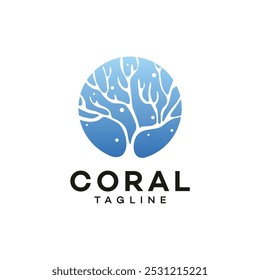 Coral com pedra logotipo vetor modelo ilustração