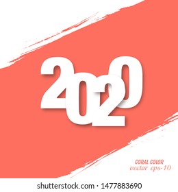 Coral strip paint .Happy New Year 2020 .Banner - Vector.