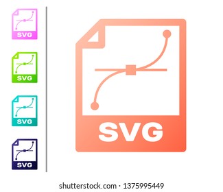 Coral SVG file document icon. Download svg button icon isolated on white background. SVG file symbol. Set color icons. Vector Illustration svg