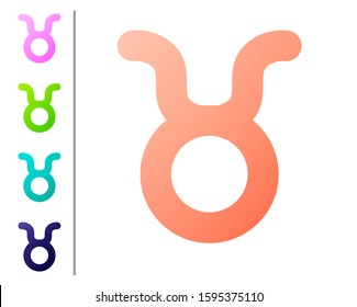 Coral Taurus zodiac sign icon isolated on white background. Astrological horoscope collection. Set color icons. Vector Illustration