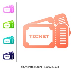 Coral Ticket icon isolated on white background. Set color icons. Vector Illustration