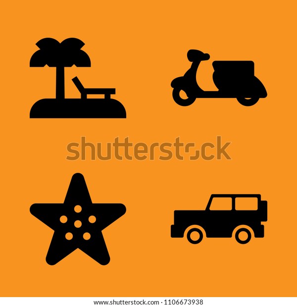 coral, transport, landscape and\
relaxation icons set. Vector illustration for web and\
design
