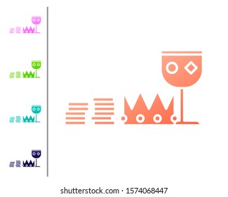 Coral Treasure and riches icon isolated on white background. Treasure, gold, coins, jewels, crown, gold cup. Set color icons. Vector Illustration