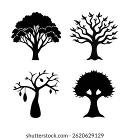 Korallenbaum Silhouette Vektorgrafiken Set-1