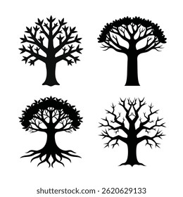 Coral Tree Silhouette Vector Illustrations Set-4