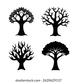 Coral Tree Silhouette Vector Illustrations Set-3