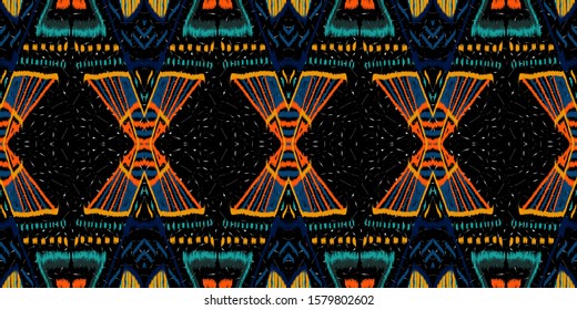 Coral Trendy Tile. Azure Tile Vector Seamless Pattern. Japanese Tribal Repeat Wallpaper. Cornflower Indian Retro Texture. Psychedelic Shibori Traditional.
