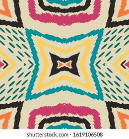 Coral Tribal Vector Seamless Pattern. Mexican Geometric Chevron Wallpaper. Crimson Arabic Carpet Texture. Trendy Texture.