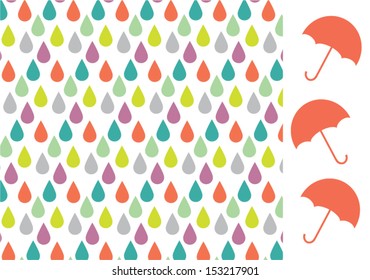 Coral Umbrellas in the rain