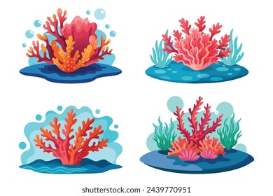 Coral bajo el agua vector set pro ilustración de estilo