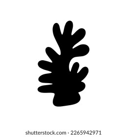 Coral. Underwater element. Vector illustration in black color. Sea ocean.