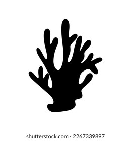 Coral. Underwater element. Vector illustration in black color. Sea ocean.