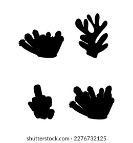 Coral. Underwater element. Vector illustration in black color. Sea ocean.