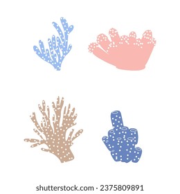 Coral. Underwater element. Vector illustration in scandinavian style. Sea ocean.