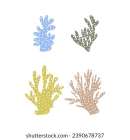 Coral. Underwater element. Vector illustration in scandinavian style. Sea ocean.