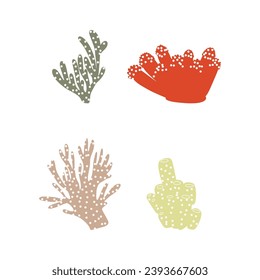 Coral. Underwater element. Vector illustration in scandinavian style. Sea ocean.