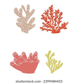 Coral. Underwater element. Vector illustration in scandinavian style. Sea ocean.