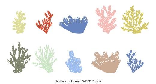 Coral. Underwater element. Vector illustration in scandinavian style. Sea ocean.