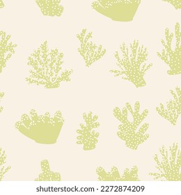 Coral. Underwater element. Vector seamless pattern in scandinavian style. Sea ocean.