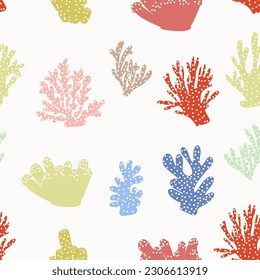 Coral. Underwater element. Vector seamless pattern in scandinavian style. Sea ocean.