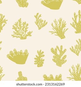 Coral. Underwater element. Vector seamless pattern in scandinavian style. Sea ocean.