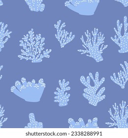 Coral. Underwater element. Vector seamless pattern in scandinavian style. Sea ocean.