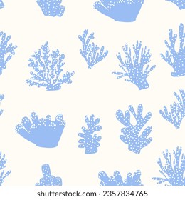 Coral. Underwater element. Vector seamless pattern in scandinavian style. Sea ocean.