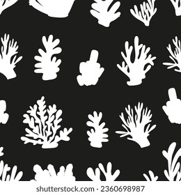 Coral. Underwater element. Vector seamless pattern in scandinavian style. Sea ocean.