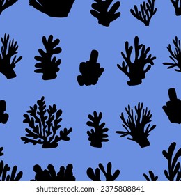 Coral. Underwater element. Vector seamless pattern in scandinavian style. Sea ocean.