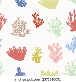 Coral. Underwater element. Vector seamless pattern in scandinavian style. Sea ocean.