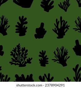 Coral. Underwater element. Vector seamless pattern in scandinavian style. Sea ocean.