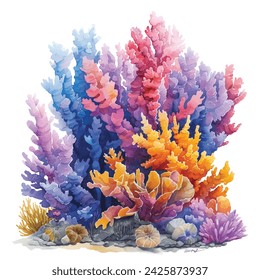 coral underwater painting vector illustration in watercolor style