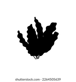Coral. Underwater plant. Vector illustration in black color. Seaweed.