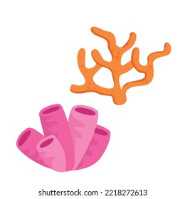 Coral and Undewater Plants Illustration Vector Clipart