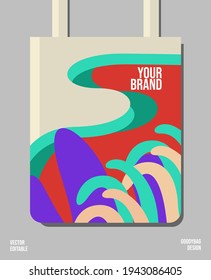 Coral urban street art in a colorful tote bag, vector editable, suitable for your fashion or business modern people.