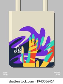 Coral urban street art in a colorful tote bag, vector editable, suitable for your fashion or business modern people.