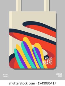 Coral urban street art in a colorful tote bag, vector editable, suitable for your fashion or business modern people.
