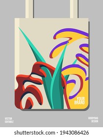 Coral urban street art in a colorful tote bag, vector editable, suitable for your fashion or business modern people.