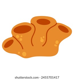 Korallen-Vektorillustration-Doodle-Zeichnung, isolierte Meereskorallenpflanze in Orange-, Rosa- und Rottönen.