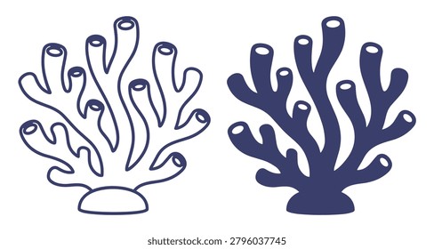 coral vector illustration set sea life marine animal aquatic on transparent background